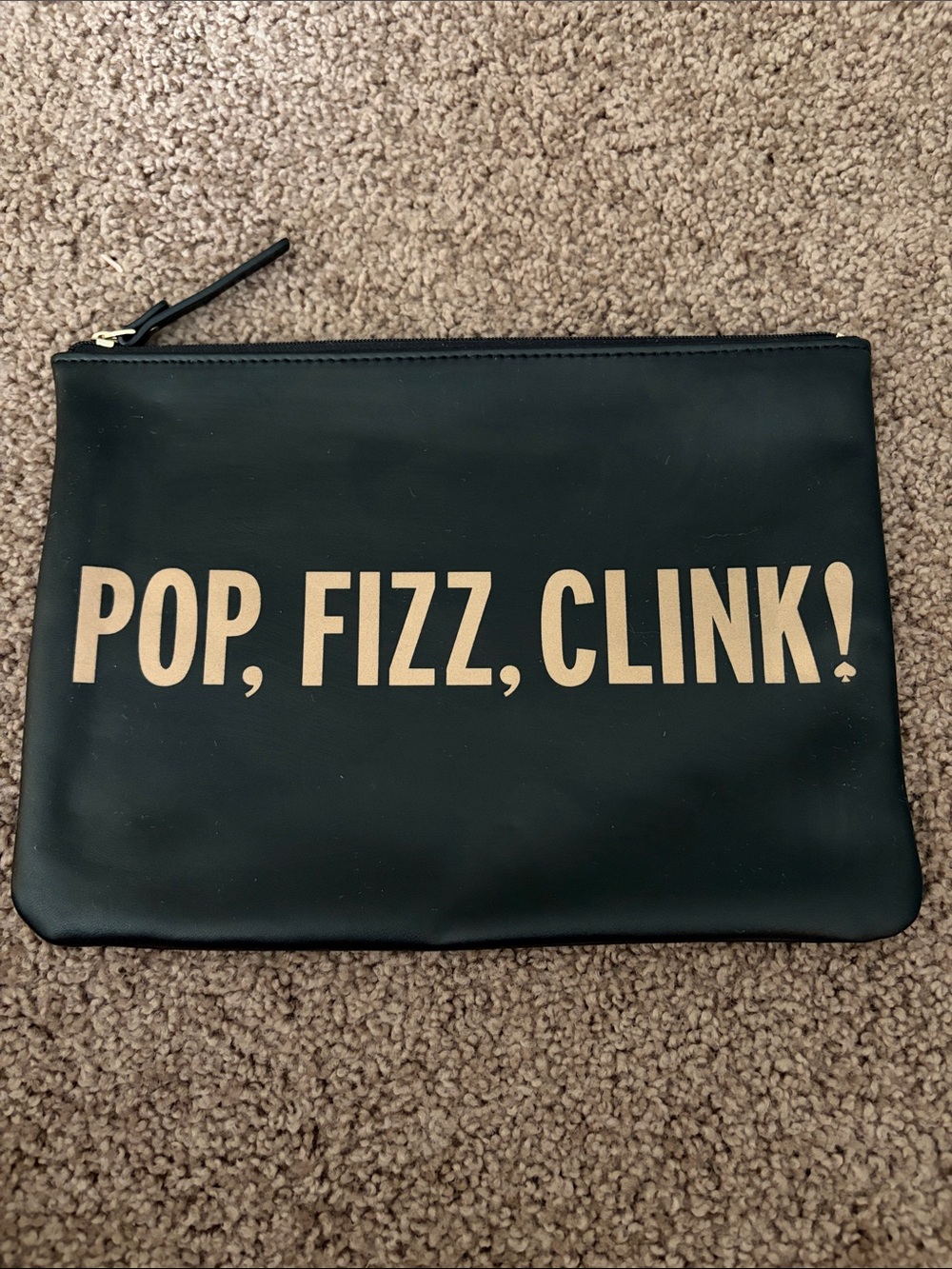 Kate Spade Black 'POP, FIZZ, CLINK!' Leather Zip Pouch